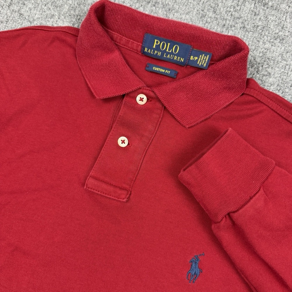 Polo Ralph Lauren Polo Shirt Mens Small Red Long Sleeve Custom Fit Preppy